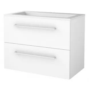 Basic line 46 bathroom furniture with chrome handles - 80 cm - Gloss white - acrylic washbasin 1 tap hole - without mirror