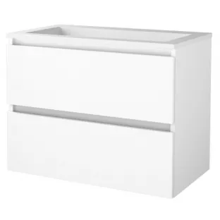 Basic line 46 bathroom furniture handleless - 80 cm - Gloss white - acrylic washbasin without tap hole - without mirror