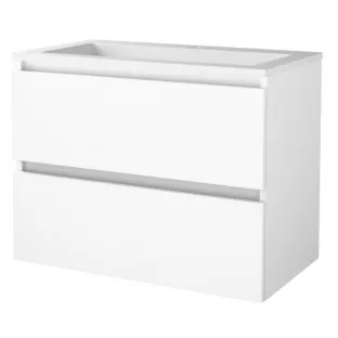 Basic line 46 bathroom furniture handleless - 80 cm - Gloss white - acrylic washbasin 1 tap hole - without mirror