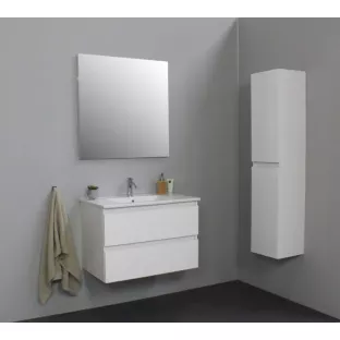 Sanilet bathroom furniture 80 cm wide - high-gloss white - construction kit - with mirror - porcelain washbasin - 1 tap hole