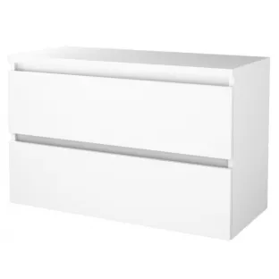 Bathroom furniture with washbasin - Basic line 46 - 100 cm - Gloss white - Handleless