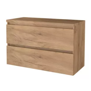 Bathroom furniture for washbasin - Basic line 46 - 100 cm - Warm oak - Handleless