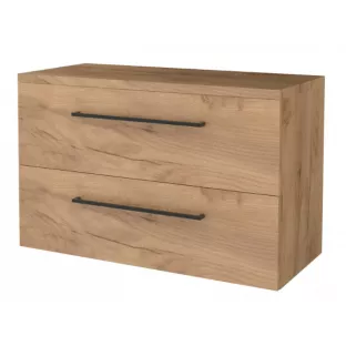 Bathroom furniture for washbasin - Basic line 46 - 100 cm - Warm oak - Black handles