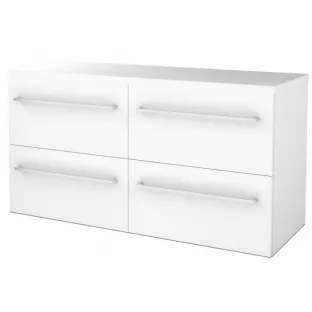 Bathroom furniture with washbasin - Basic line 46 - 120 cm - Gloss white - Chrome handles - 4 laden