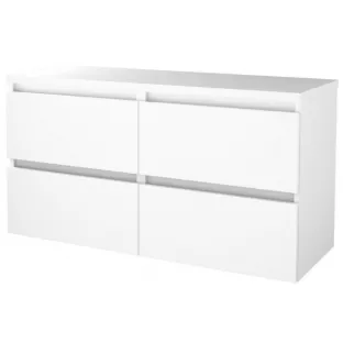 Bathroom furniture with washbasin - Basic line 46 - 120 cm - Gloss white - Handleless - 4 laden