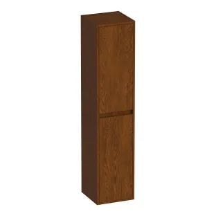 Brauer Adore high cabinet - 160x35x35 cm - 2 doors left or right turning - handleless - continuous slats - Solid oak brown