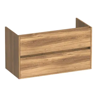Brauer Adore wastafelonderkast - 100x46x55 cm - 2 laden greeploos - softclose - 1 sifonuitsparing - MFC - Honey