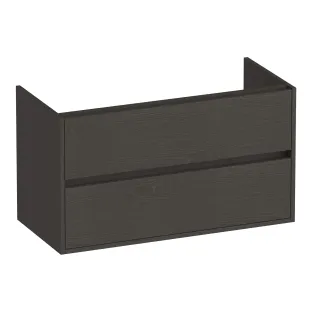 Brauer Adore washbasin cabinet - 100x46x55 cm - 2 drawers handleless - soft close - 1 siphon recess - MFC - Timber Anthracite