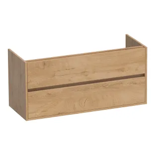 Brauer Adore wastafelonderkast - 120x46x55 cm - 2 laden greeploos - softclose - 1 sifonuitsparing - MFC - Forest Tan