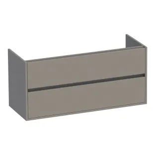 Brauer Adore wastafelonderkast - 120x46x55 cm - 2 laden greeploos - softclose - 2 sifonuitsparingen - MDF gelakt - Mat Taupe