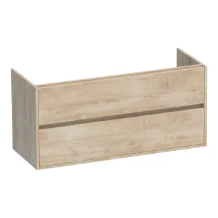 Brauer Adore wastafelonderkast - 120x46x55 cm - 2 laden greeploos - softclose - 2 sifonuitsparingen - MFC - Forest Wheat