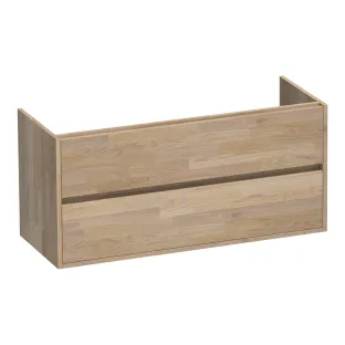 Brauer Adore washbasin cabinet - 120x46x55 cm - 2 drawers without handles - soft close - 2 siphon cut-outs - Finger joint oak gray