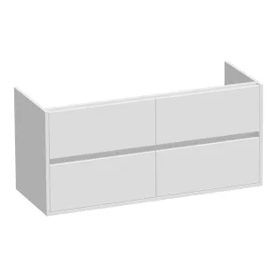 Brauer Adore wastafelonderkast - 120x46x55 cm - 4 laden greeploos - softclose - 2 sifonuitsparingen - MDF gelakt - Mat Wit