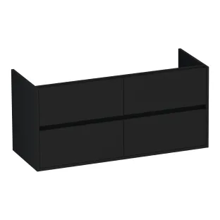 Brauer Adore washbasin cabinet - 120x46x55 cm - 4 drawers without handles - soft close - 2 siphon cut-outs - MDF lacquered - Matt Black