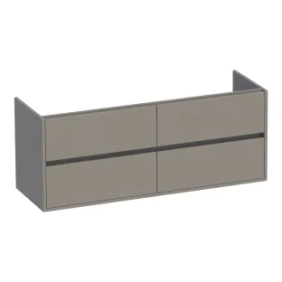 Brauer Adore wastafelonderkast - 140x46x55 cm - 4 laden greeploos - softclose - 2 sifonuitsparingen - MDF gelakt - Mat Taupe