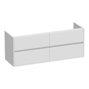 Brauer Adore wastafelonderkast - 140x46x55 cm - 4 laden greeploos - softclose - 2 sifonuitsparingen - MDF gelakt - Mat Wit