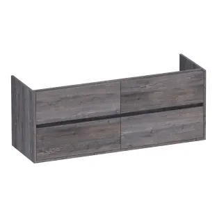 Brauer Adore washbasin cabinet - 140x46x55 cm - 4 drawers handleless - soft close - 2 siphon cut-outs - MFC - Driftwood