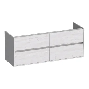 Brauer Adore washbasin cabinet - 140x46x55 cm - 4 drawers handleless - soft close - 2 siphon cut-outs - MFC - Forest Seashell