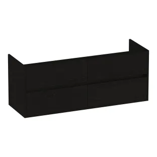 Brauer Adore wastafelonderkast - 140x46x55 cm - 4 laden greeploos - softclose - 2 sifonuitsparingen - MFC - Timber Black