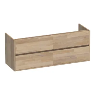 Brauer Adore washbasin cabinet - 140x46x55 cm - 4 drawers without handles - soft close - 2 siphon cut-outs - Finger joint oak gray