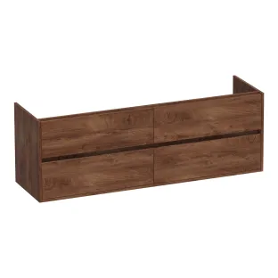 Brauer Adore washbasin cabinet - 160x46x55 cm - 4 drawers handleless - soft close - 2 siphon cut-outs - MFC - Forest Cacao