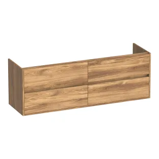 Brauer Adore washbasin cabinet - 160x46x55 cm - 4 drawers handleless - soft close - 2 siphon cut-outs - MFC - Honey