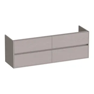 Brauer Adore washbasin cabinet - 160x46x55 cm - 4 drawers handleless - soft close - 2 siphon cut-outs - MFC - Timber Greige