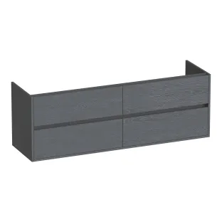 Brauer Adore washbasin cabinet - 160x46x55 cm - 4 drawers without handles - soft close - 2 siphon cut-outs - MFC - Timber Grey