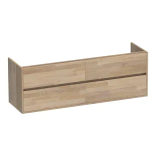 Brauer Adore washbasin cabinet - 160x46x55 cm - 4 drawers without handles - soft close - 2 siphon cut-outs - Finger joint oak gray