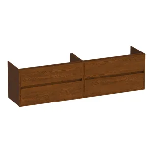 Brauer Adore washbasin cabinet - 200x46x55 cm - 4 drawers without handles - soft close - 2 siphon cut-outs - continuous slats - Solid oak brown