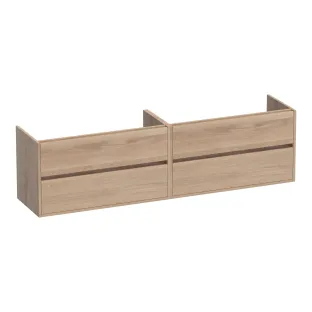Brauer Adore washbasin cabinet - 200x46x55 cm - 4 drawers without handles - soft close - 2 siphon cut-outs - continuous slats - Solid natural oak