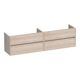 Brauer Adore washbasin cabinet - 200x46x55 cm - 4 drawers without handles - soft close - 2 siphon cut-outs - continuous slats - Solid oak white