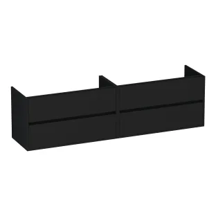 Brauer Adore washbasin cabinet - 200x46x55 cm - 4 drawers without handles - soft close - 2 siphon cut-outs - MDF lacquered - Matt Black