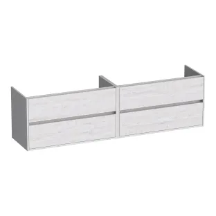 Brauer Adore washbasin cabinet - 200x46x55 cm - 4 drawers handleless - soft close - 2 siphon cut-outs - MFC - Forest Seashell