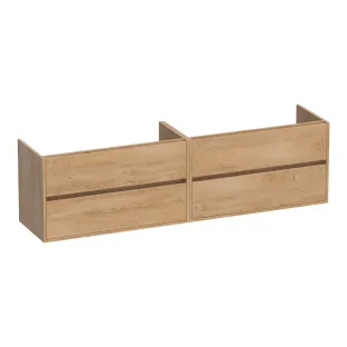 Brauer Adore washbasin cabinet - 200x46x55 cm - 4 drawers handleless - soft close - 2 siphon cut-outs - MFC - Forest Tan