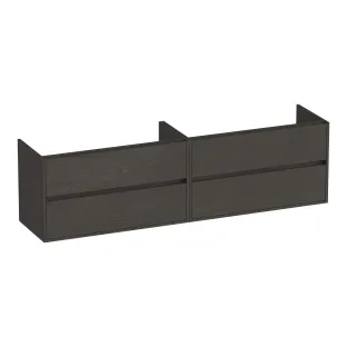 Brauer Adore washbasin cabinet - 200x46x55 cm - 4 drawers handleless - soft close - 2 siphon cut-outs - MFC - Timber Anthracite