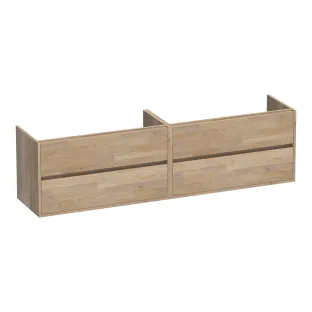 Brauer Adore washbasin cabinet - 200x46x55 cm - 4 drawers without handles - soft close - 2 siphon cut-outs - Finger joint oak gray