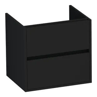 Brauer Adore washbasin cabinet - 60x46x55 cm - 2 drawers handleless - soft close - 1 siphon recess - MDF lacquered - Matt Black