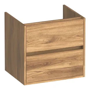 Brauer Adore washbasin cabinet - 60x46x55 cm - 2 drawers handleless - soft close - 1 siphon recess - MFC - Honey