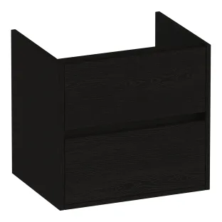 Brauer Adore washbasin cabinet - 60x46x55 cm - 2 drawers handleless - soft close - 1 siphon recess - MFC - Timber Black