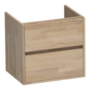 Brauer Adore washbasin cabinet - 60x46x55 cm - 2 drawers handleless - soft close - 1 siphon recess - Finger joint oak gray