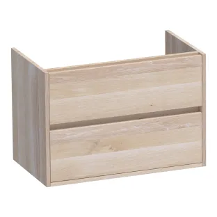 Brauer Adore washbasin cabinet - 80x46x55 cm - 2 drawers without handles - soft close - 1 siphon recess - continuous slats - Solid oak white