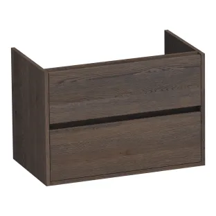 Brauer Adore washbasin cabinet - 80x46x55 cm - 2 drawers without handles - soft close - 1 siphon recess - continuous slats - Solid oak black