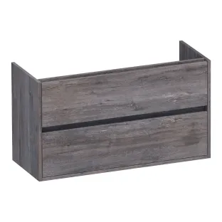 Brauer Adore wastafelonderkast ondiep - 100x39x55 cm - 2 laden greeploos - softclose - 1 sifonuitsparing - MFC - Driftwood
