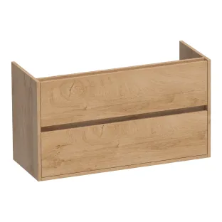 Brauer Adore washbasin cabinet shallow - 100x39x55 cm - 2 drawers handleless - soft close - 1 siphon recess - MFC - Forest Tan