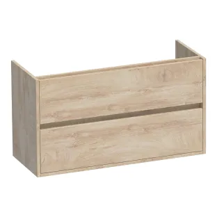 Brauer Adore wastafelonderkast ondiep - 100x39x55 cm - 2 laden greeploos - softclose - 1 sifonuitsparing - MFC - Forest Wheat