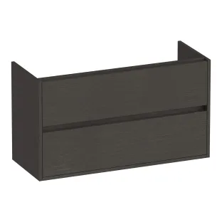 Brauer Adore washbasin cabinet shallow - 100x39x55 cm - 2 drawers handleless - softclose - 1 siphon recess - MFC - Timber Anthracite