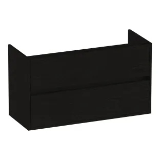 Brauer Adore washbasin cabinet shallow - 100x39x55 cm - 2 drawers handleless - soft close - 1 siphon recess - MFC - Timber Black