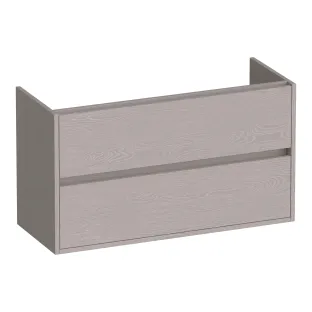Brauer Adore wastafelonderkast ondiep - 100x39x55 cm - 2 laden greeploos - softclose - 1 sifonuitsparing - MFC - Timber Greige