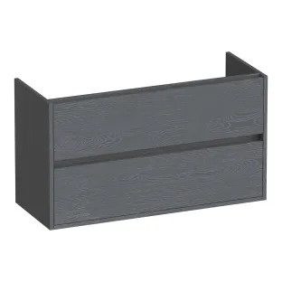 Brauer Adore washbasin cabinet shallow - 100x39x55 cm - 2 drawers handleless - soft close - 1 siphon recess - MFC - Timber Grey
